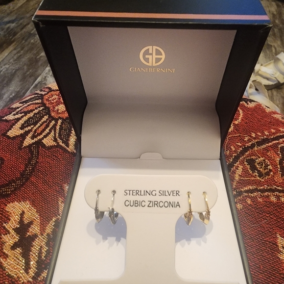 Giani Bernini Silver and Gold Cubic Zirconia Earrings - Picture 1 of 3